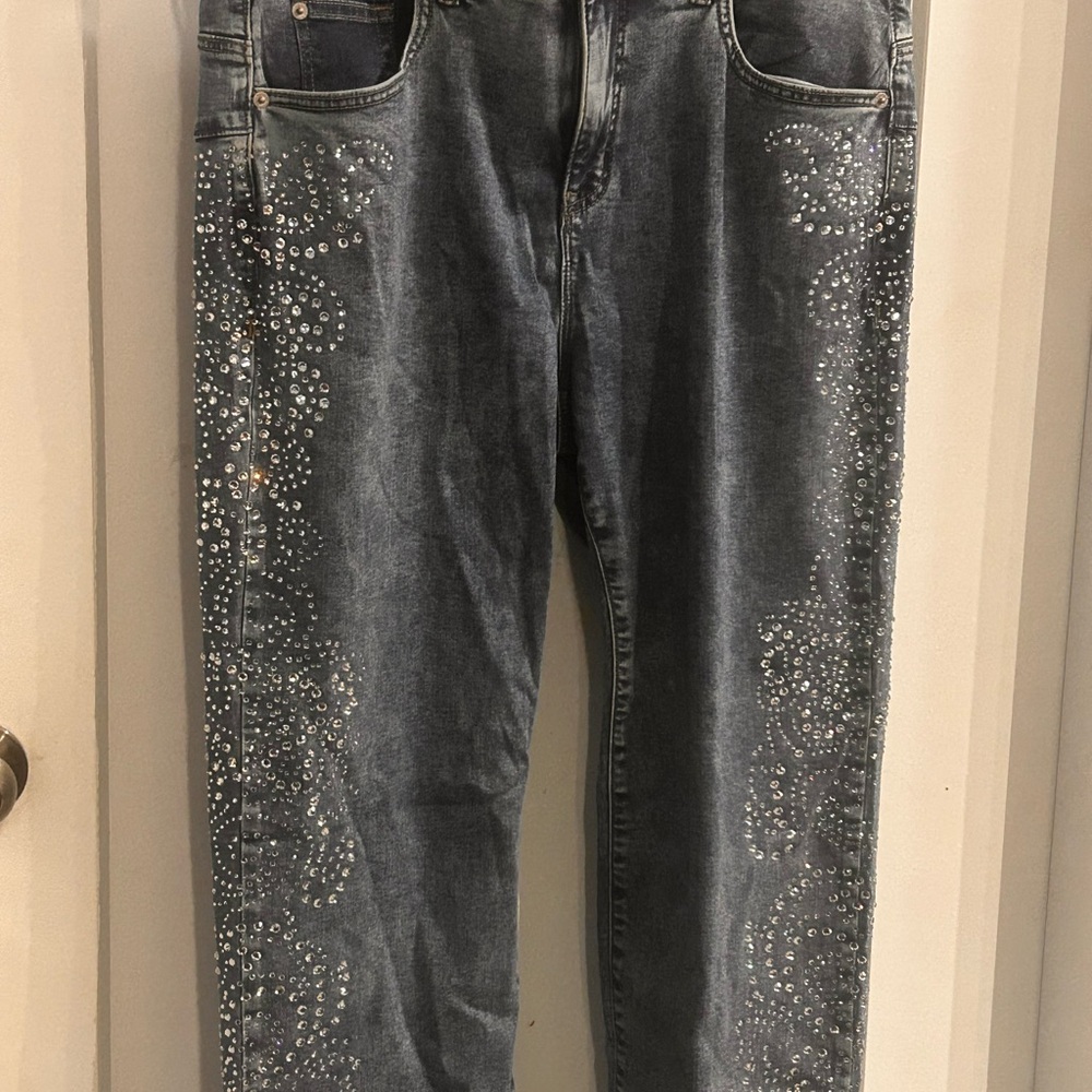 torrid Blue Boot Cut Jeans with Rhinestone Swirls